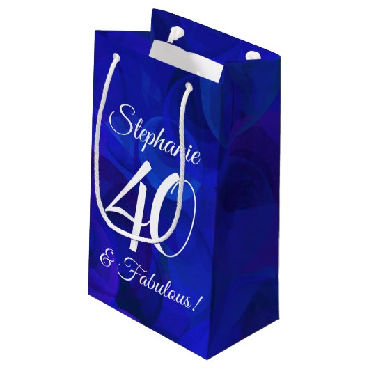Royal Blue 40 en Fabulous Birthday Party Klein Cadeauzakje (Achterkant Gekanteld)