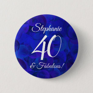 Royal Blue 40 en Fabulous Birthday Party Ronde Button 5,7 Cm