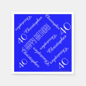 Royal Blue 40th Birthday Party Herhaal Namen, Papi Servetten (Voorkant)