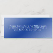 Royal Blue 40th Birthday Party Ticket Kaart (Achterkant)