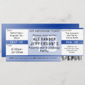 Royal Blue 40th Birthday Party Ticket Kaart (Voorkant / Achterkant)