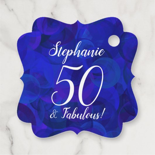 Royal Blue 50 en Fabulous Birthday Party Bedankjes Labels (Achterkant)