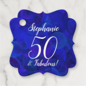Royal Blue 50 en Fabulous Birthday Party Bedankjes Labels (Voorkant)