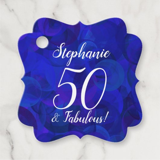 Royal Blue 50 en Fabulous Birthday Party Bedankjes Labels (Voorkant)