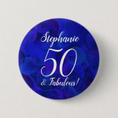 Royal Blue 50 en Fabulous Birthday Party Button (Voorkant)