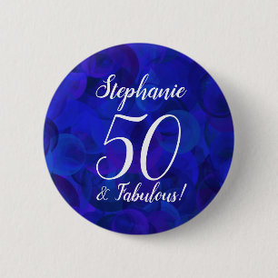 Royal Blue 50 en Fabulous Birthday Party Button
