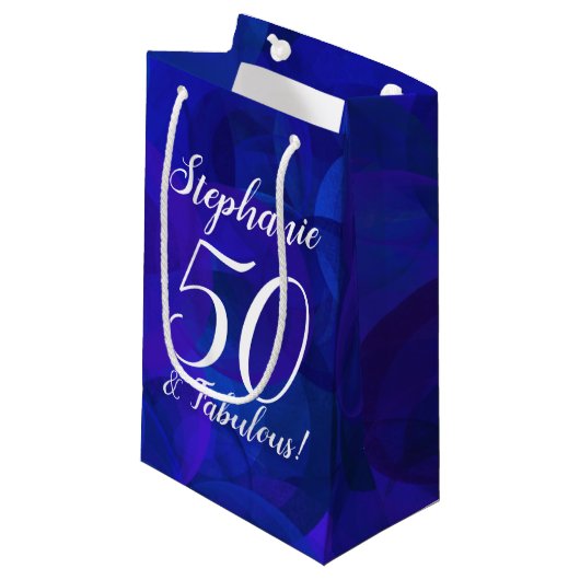Royal Blue 50 en Fabulous Birthday Party Klein Cadeauzakje (Voorkant Gekanteld)