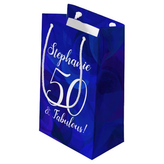 Royal Blue 50 en Fabulous Birthday Party Klein Cadeauzakje (Achterkant Gekanteld)