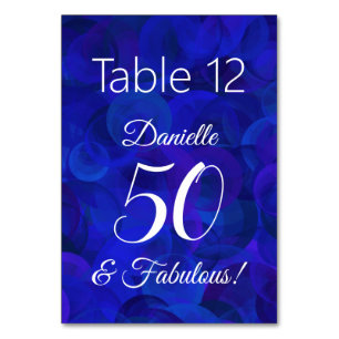 Royal Blue 50 en Fabulous Birthday Party Name Kaart