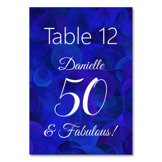 Royal Blue 50 en Fabulous Birthday Party Name Kaart (Voorkant)