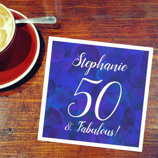 Royal Blue 50 en Fabulous Birthday Party Napkins Servet