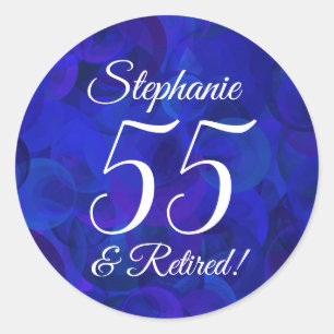Royal Blue 55 en gepensioneerde pensionering gunst Ronde Sticker