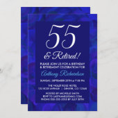 Royal Blue 55 en Uitgenodigd Uitgaansfeest Pensioe Kaart (Voorkant / Achterkant)