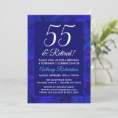 Royal Blue 55 en Uitgenodigde Pensioenfeestje Pens Kaart (Staand voorkant)
