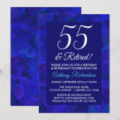 Royal Blue 55 en Uitgenodigde Pensioenfeestje Pens Kaart (Voorkant / Achterkant)