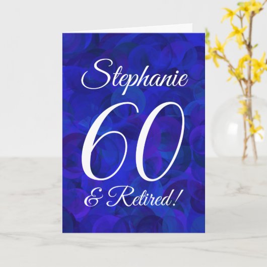 Royal Blue 60 en Happy Retirement in ruste Kaart (Gele Bloem)