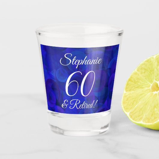 Royal Blue 60 en pensionering Shot Glas (Voorkant)