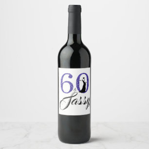Royal Blue 60 en Sassy 60ste verjaardagsfeestje Wijn Etiket