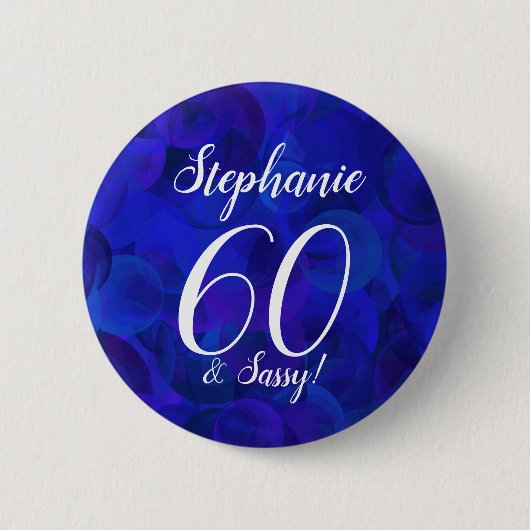 Royal Blue 60 en Sassy Birthday Party Button (Voorkant)