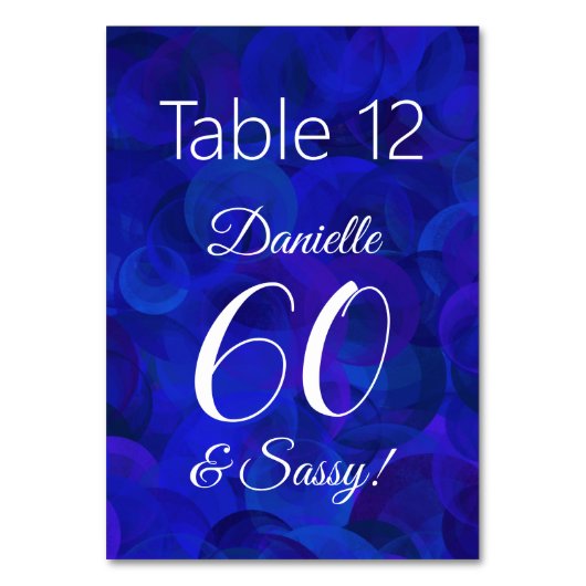 Royal Blue 60 en Sassy Birthday Party Name Kaart (Voorkant)
