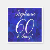 Royal Blue 60 en Sassy Birthday Party Napkins Servet (Voorkant)