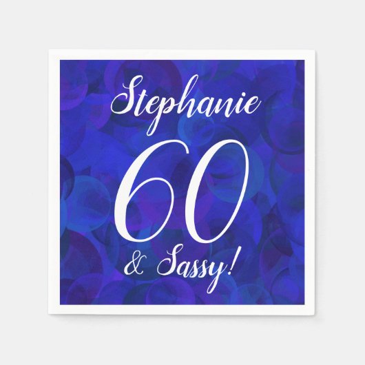 Royal Blue 60 en Sassy Birthday Party Napkins Servet (Voorkant)
