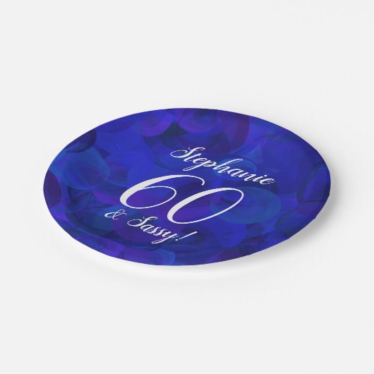 Royal Blue 60 en Sassy Birthday Party Papieren Bordje (Gekanteld)