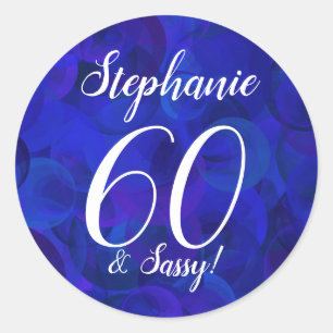 Royal Blue 60 en Sassy Verjaardagsgunst Ronde Sticker