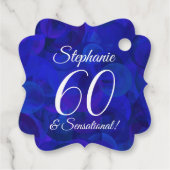 Royal Blue 60 en Sensational Birthday Party Bedankjes Labels (Achterkant)