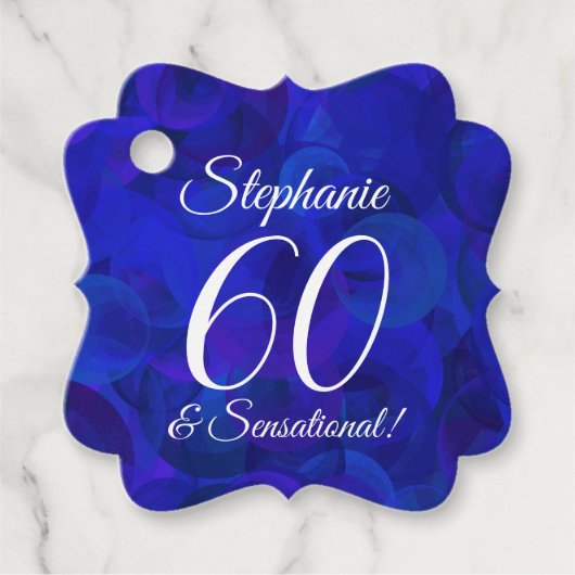 Royal Blue 60 en Sensational Birthday Party Bedankjes Labels (Voorkant)