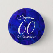 Royal Blue 60 en Sensational Birthday Party Ronde Button 5,7 Cm (Voorkant)