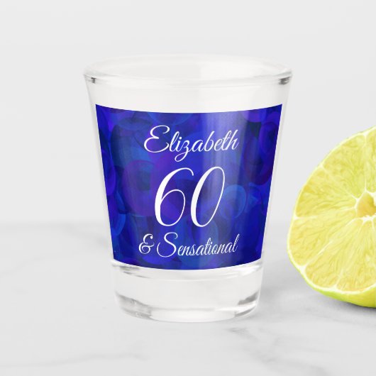 Royal Blue 60 en Sensational Birthday Party Shot Glas (Voorkant)