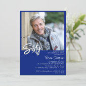 Royal Blue 60e verjaardag foto Kaart (Staand voorkant)