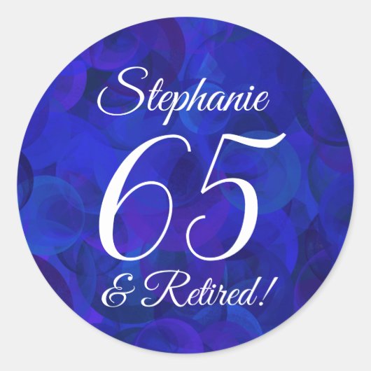 Royal Blue 65 en gepensioneerde pensioengunst Ronde Sticker (Voorkant)