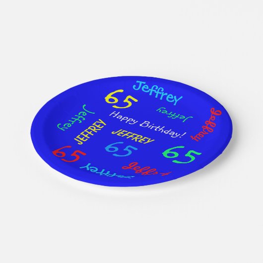 Royal Blue, 65ste verjaardagsfeestje, herhalende n Papieren Bordje (Gekanteld)