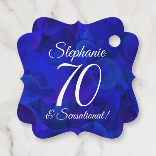 Royal Blue 70 en Sensational Birthday Party Bedankjes Labels (Achterkant)