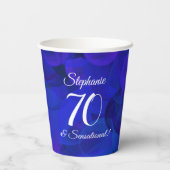 Royal Blue 70 en Sensational Birthday Party Papieren Bekers (Achterkant)
