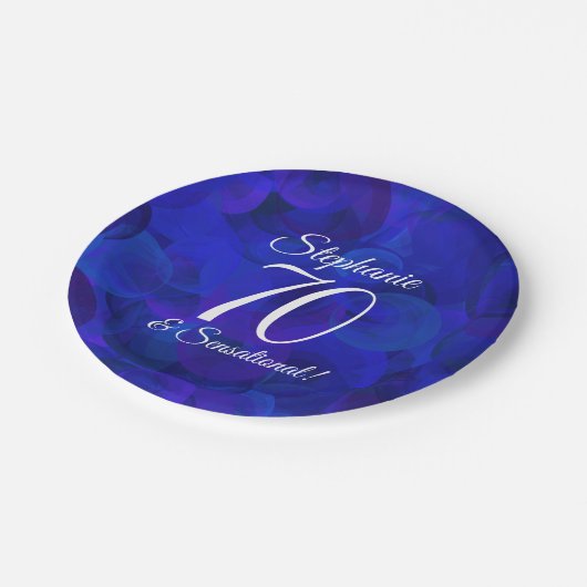 Royal Blue 70 en Sensational Birthday Party Papieren Bordje (Gekanteld)