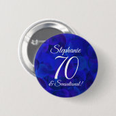 Royal Blue 70 en Sensational Birthday Party Ronde Button 5,7 Cm (Voorkant /achterkant)