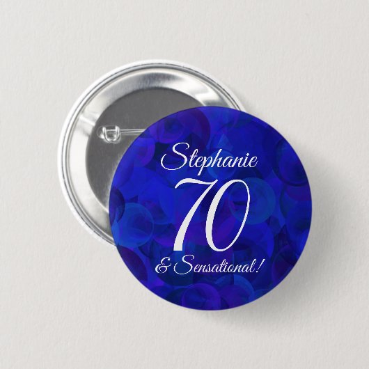Royal Blue 70 en Sensational Birthday Party Ronde Button 5,7 Cm (Voorkant /achterkant)