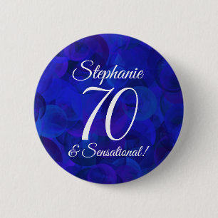 Royal Blue 70 en Sensational Birthday Party Ronde Button 5,7 Cm