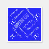 Royal Blue 70th Birthday Party Herhaal Namen, Papi Servet (Voorkant)