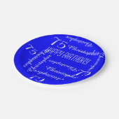 Royal Blue 75th Birthday Party Repating Names Papieren Bordje (Gekanteld)