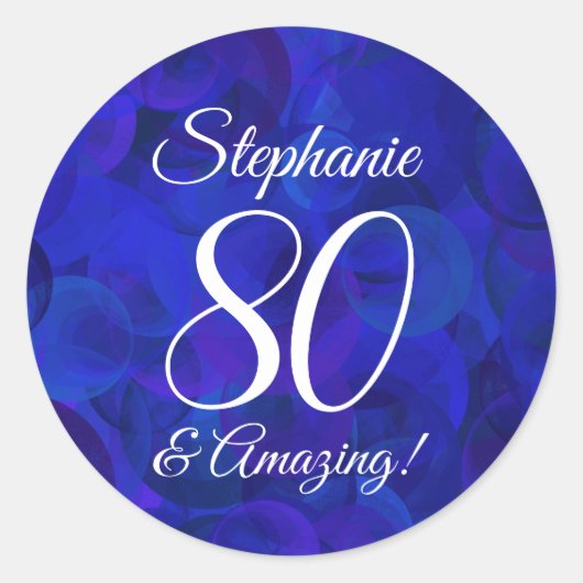 Royal Blue 80 en Amazing Birthday Favor Ronde Sticker (Voorkant)