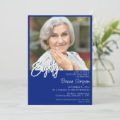 Royal Blue 80e verjaardag foto Kaart (Staand voorkant)