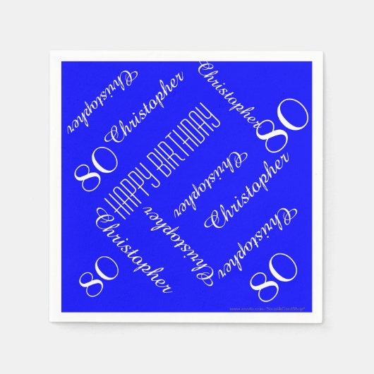 Royal Blue 80th Birthday Party Herhaal Namen, Papi Servetten (Voorkant)
