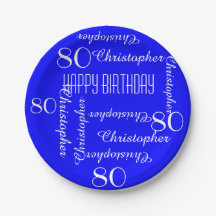 Royal Blue 80th Birthday Party Repating Names