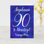 Royal Blue 90 en Nonstop Gepersonaliseerd Birthday Kaart (Gele Bloem)