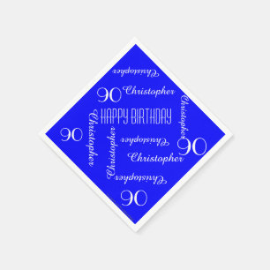 Royal Blue 90th Birthday Party Herhaalt namen, pap Servet