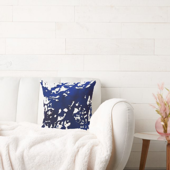 Royal Blue Abstract Waterverf kussen (Bank)